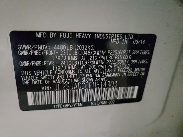 2015 SUBARU FORESTER JF2SJADC6FH514303