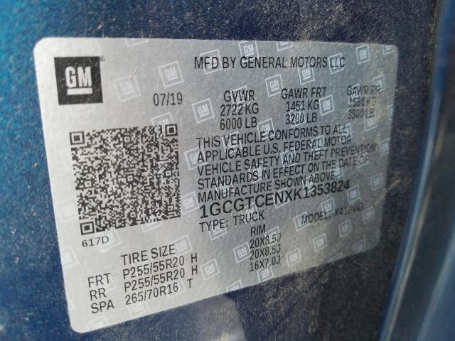 2019 CHEVROLET COLORADO L 1GCGTCENXK1353824