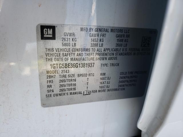 2016 GMC CANYON 1GTG5BE36G1381937
