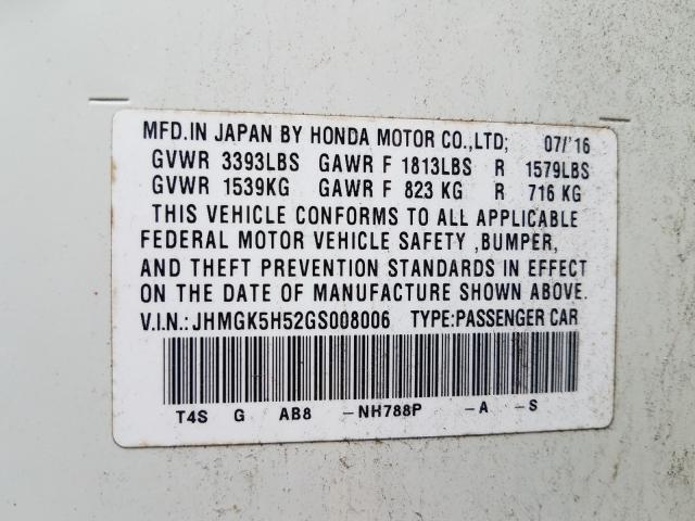2016 HONDA FIT LX JHMGK5H52GS008006