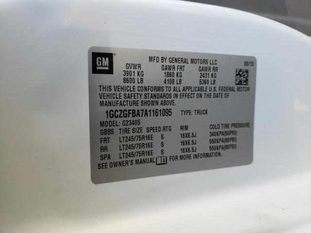 2010 CHEVROLET EXPRESS G2 1GCZGFBA7A1161095