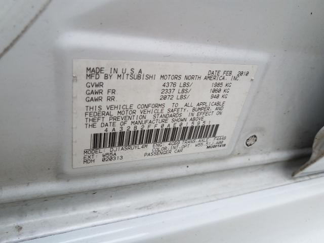 2010 MITSUBISHI GALANT FE 4A32B2FF0AE015951