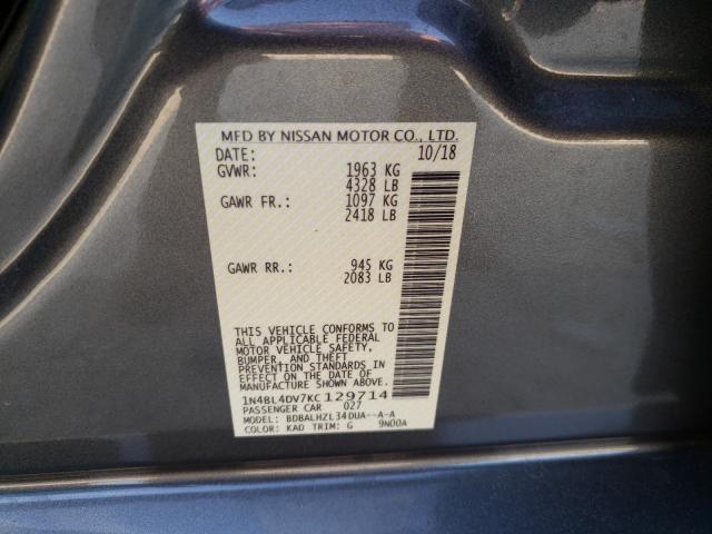 2019 NISSAN ALTIMA SV 1N4BL4DV7KC129714