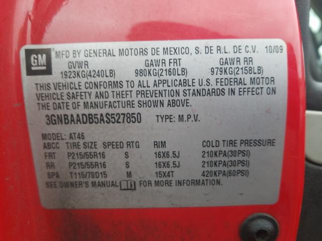 2010 CHEVROLET HHR LS 3GNBAADB5AS527850