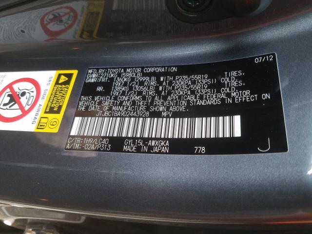 2013 LEXUS RX 450 JTJBC1BA9D2443928