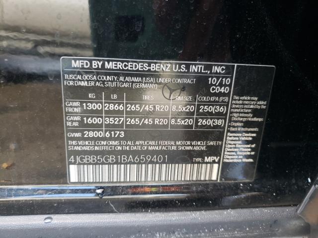 2011 MERCEDES-BENZ ML 350 4JGBB5GB1BA659401