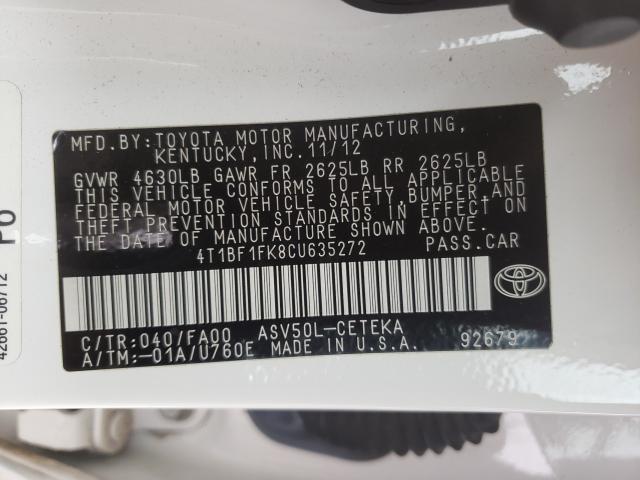 2012 TOYOTA CAMRY 4T1BF1FK8CU635272