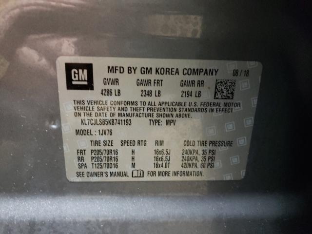 2019 CHEVROLET TRAX 1LT KL7CJLSB5KB741193