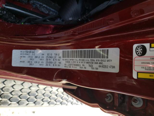 2019 RAM 1500 BIG H 1C6SRFBT9KN886616