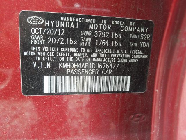 2013 HYUNDAI ELANTRA GL KMHDH4AE1DU676477