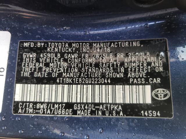 2016 TOYOTA AVALON XLE 4T1BK1EB2GU223044