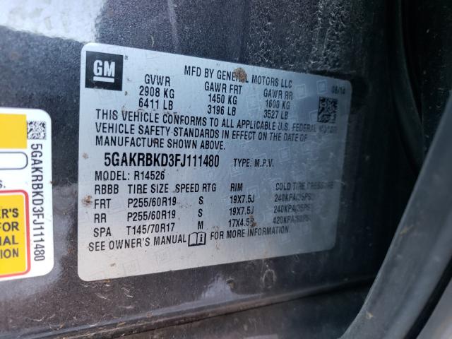 2015 BUICK ENCLAVE 5GAKRBKD3FJ111480