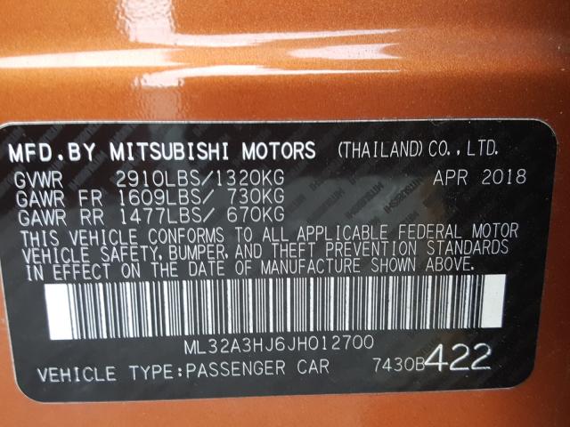 2018 MITSUBISHI MIRAGE ES ML32A3HJ6JH012700