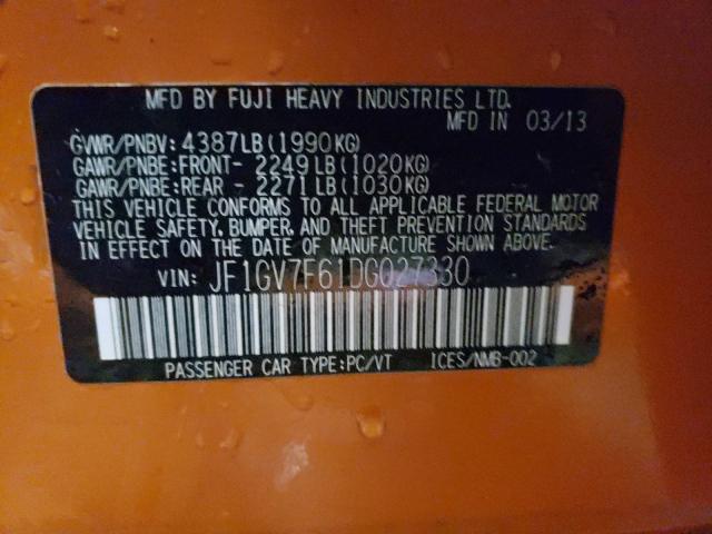 2013 SUBARU IMPREZA WR JF1GV7F61DG027330