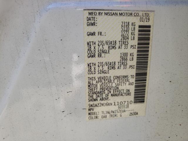 2019 NISSAN MURANO S 5N1AZ2MJ6KN110710