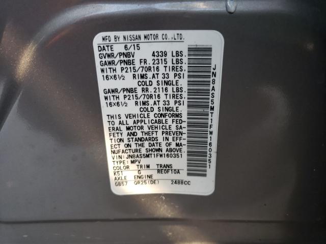 2015 NISSAN ROGUE SELE JN8AS5MT1FW160351