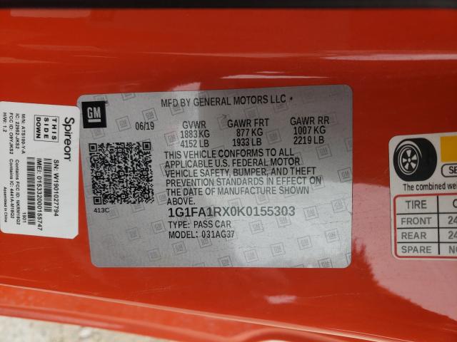 2019 CHEVROLET CAMARO LS 1G1FA1RX0K0155303