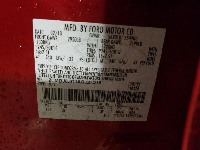 2010 LINCOLN MKX 2LMDJ8JC1ABJ24218