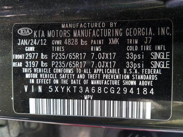 2012 KIA SORENTO 5XYKT3A68CG294184