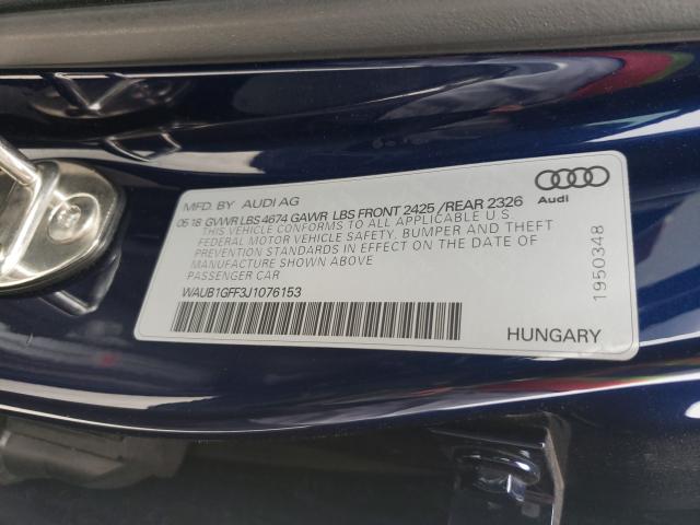 2018 AUDI S3 PREMIUM WAUB1GFF3J1076153