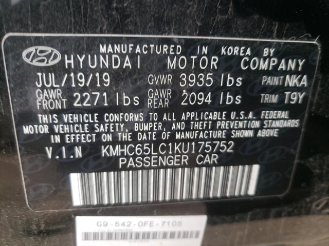 KMHC65LC1KU175752 2019 Hyundai Ioniq Blue