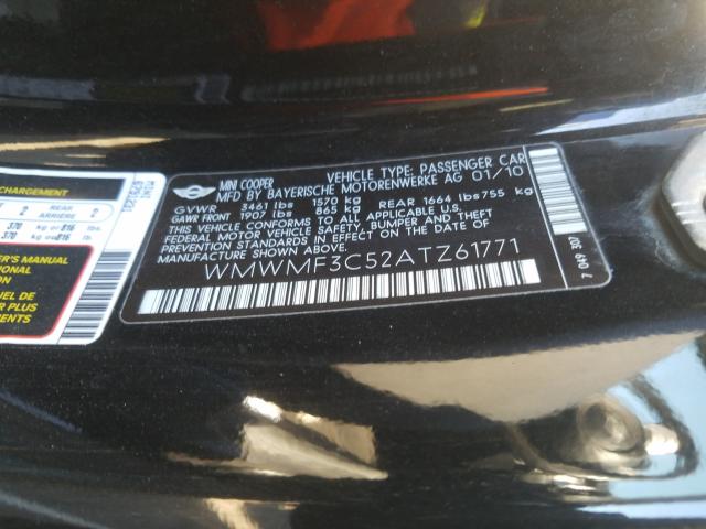 2010 MINI COOPER WMWMF3C52ATZ61771