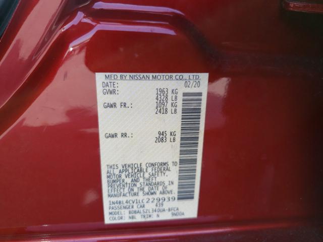 2020 NISSAN ALTIMA SR 1N4BL4CV1LC229939