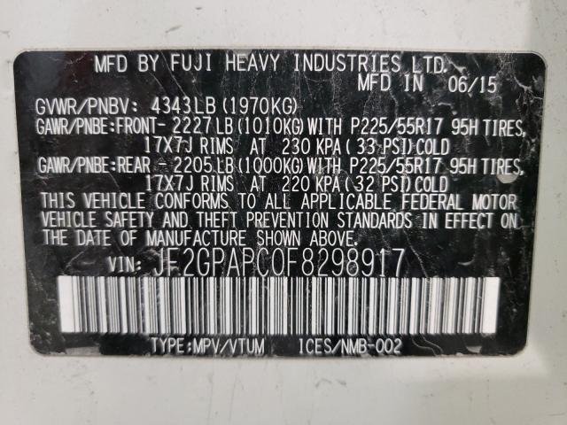 2015 SUBARU XV CROSSTR JF2GPAPC0F8298917