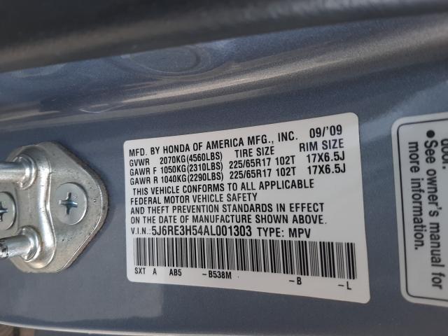 2010 HONDA CRV 5J6RE3H54AL001303