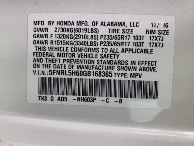 2016 HONDA ODYSSEY EX 5FNRL5H60GB168365