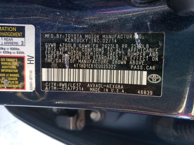 2014 TOYOTA AVALON HYB 4T1BD1EB1EU025322