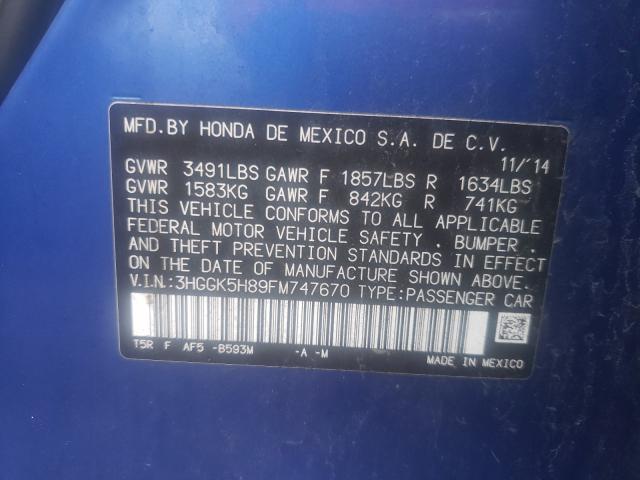 2015 HONDA FIT EX 3HGGK5H89FM747670