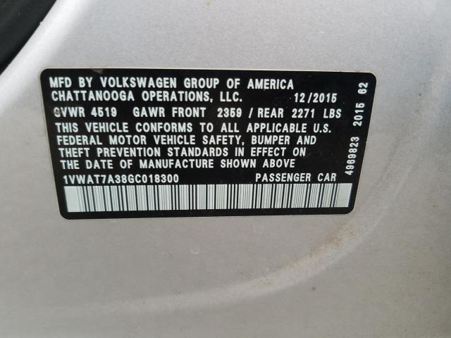 2016 VOLKSWAGEN PASSAT S - 1VWAT7A38GC018300