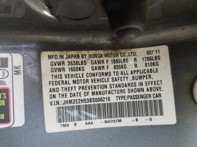 2011 HONDA INSIGHT LX JHMZE2H53BS006210