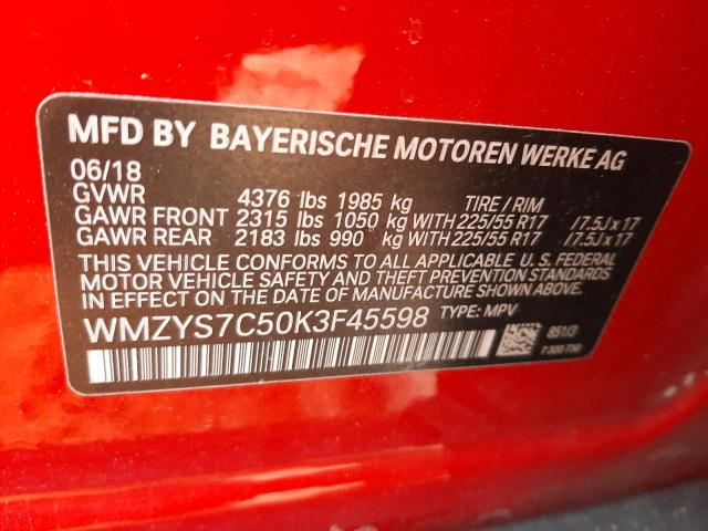 2019 MINI COOPER COU WMZYS7C50K3F45598