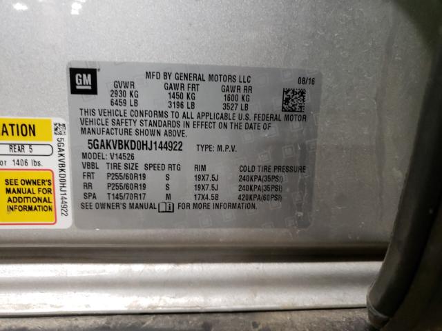 2017 BUICK ENCLAVE 5GAKVBKD0HJ144922