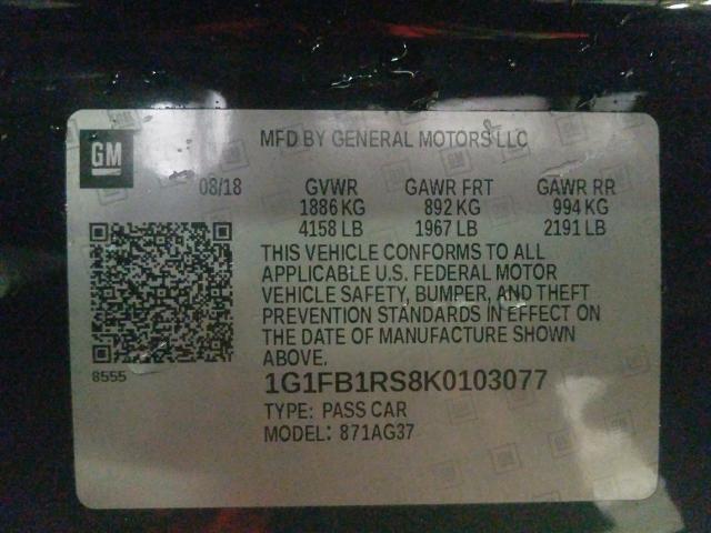 2019 CHEVROLET CAMARO LS 1G1FB1RS8K0103077