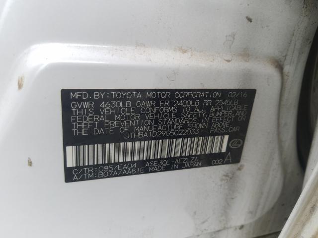 2016 LEXUS IS 200T JTHBA1D29G5022033