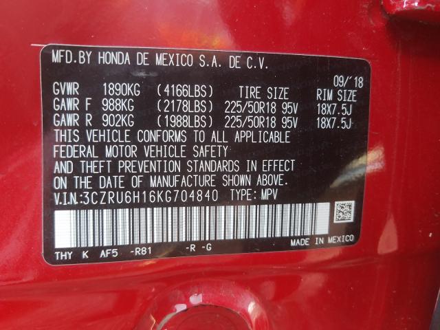2019 HONDA HR-V SPORT 3CZRU6H16KG704840