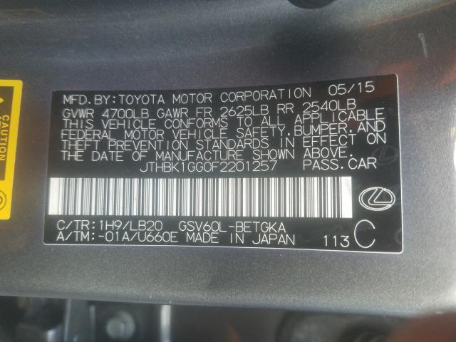 2015 LEXUS ES 350 JTHBK1GG0F2201257