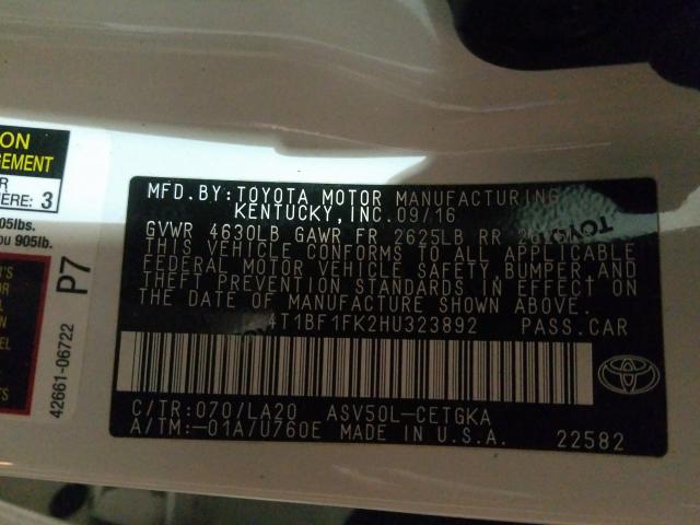 2017 TOYOTA CAMRY LE 4T1BF1FK2HU323892