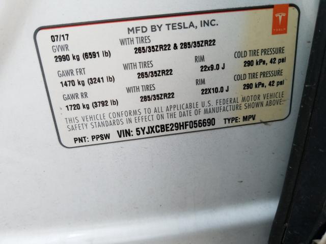 2017 TESLA MODEL X 5YJXCBE29HF056690