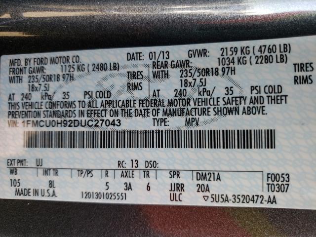 2013 FORD ESCAPE SEL 1FMCU0H92DUC27043