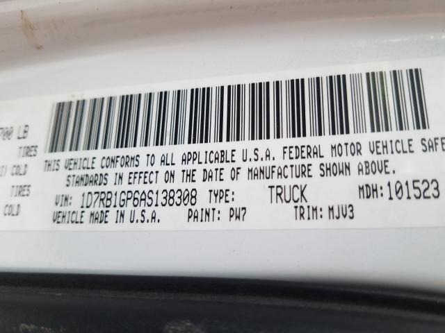 2010 DODGE RAM 1500 1D7RB1GP6AS138308