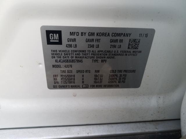 2016 BUICK ENCORE KL4CJASB3GB579945