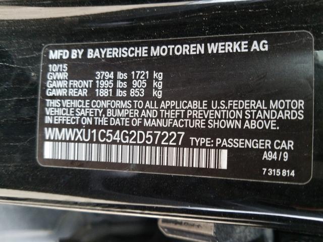 2016 MINI COOPER WMWXU1C54G2D57227
