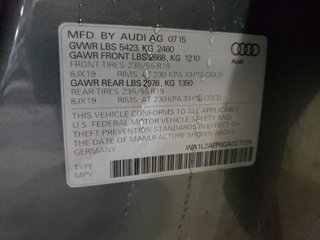 2016 AUDI Q5 PREMIUM WA1L2AFP6GA027039