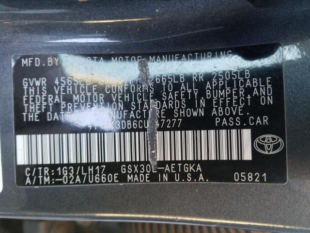 2012 TOYOTA AVALON 4T1BK3DB6CU447277