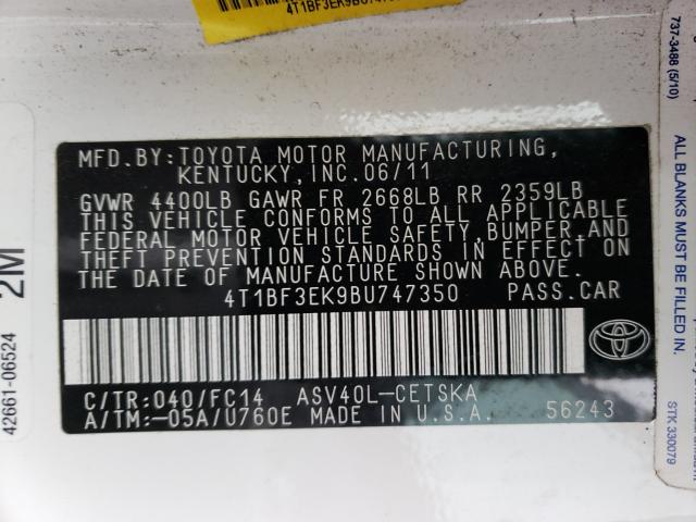 2011 TOYOTA CAMRY BASE 4T1BF3EK9BU747350