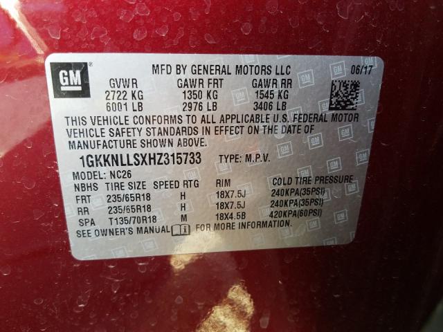 2017 GMC ACADIA SLE 1GKKNLLSXHZ315733
